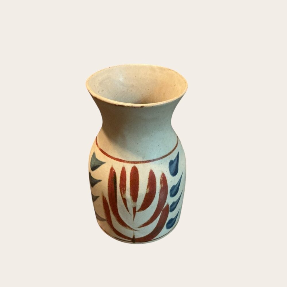 Vintage Hakahashi Japan Stoneware Vase With Hand-Painted Floral Design Bud Vase - Picture 2 of 5